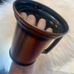 SALE!! Glass bottomed hammered metal beer stein